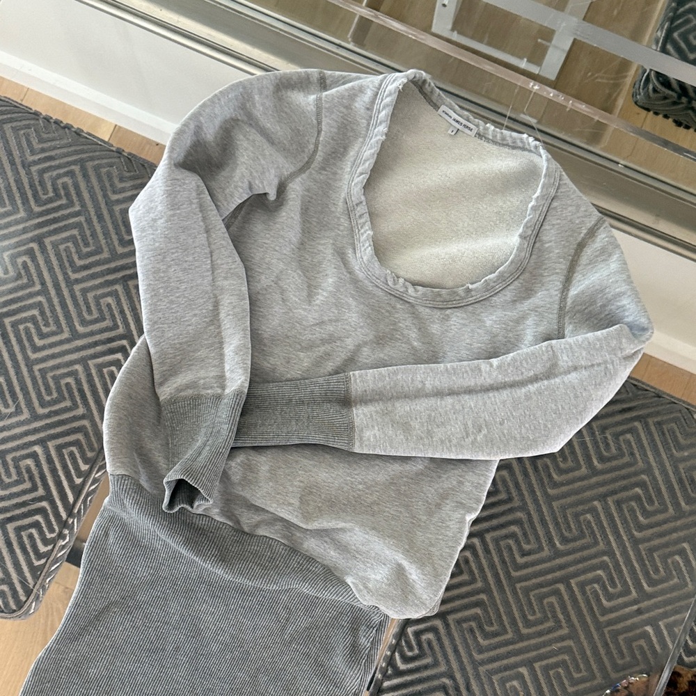 James Perse Gray Long-Sleeve mini sweatshirt dress